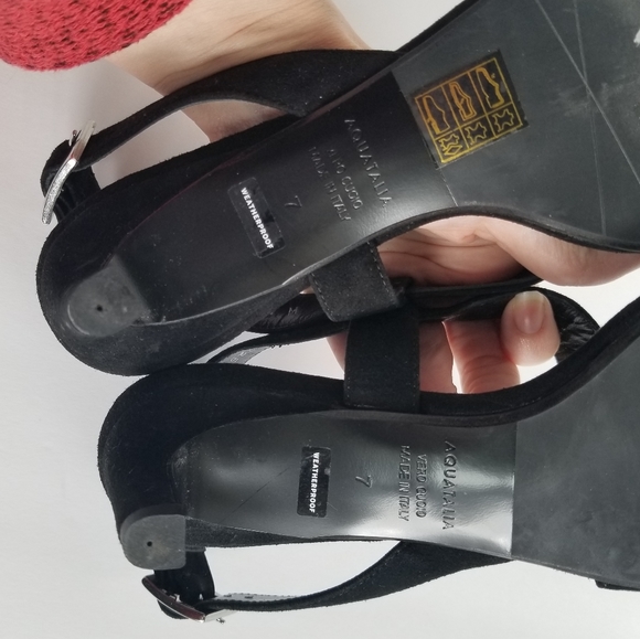 Aquatalia Tana Suede Kitten Heel Strappy Sandal  7 - Picture 7 of 7